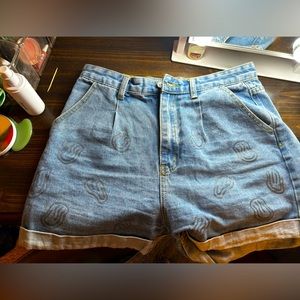 Graphic Cartoon Shorts with Roll Hem